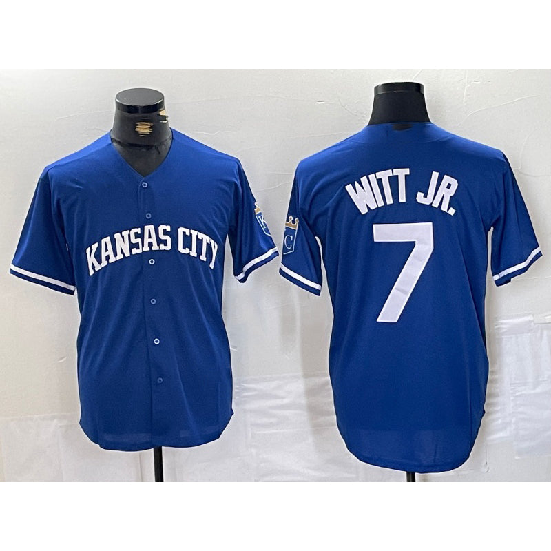 marshops Kansas City Royals #7 Bobby Witt Jr Blue  Cool Base Stitched Jersey