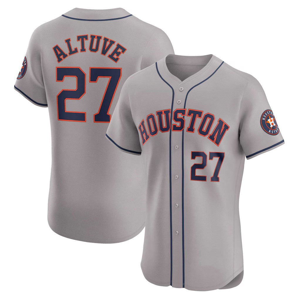 marshops Houston Astros #27 Jose Altuve Gray  Road Elite Player Jersey