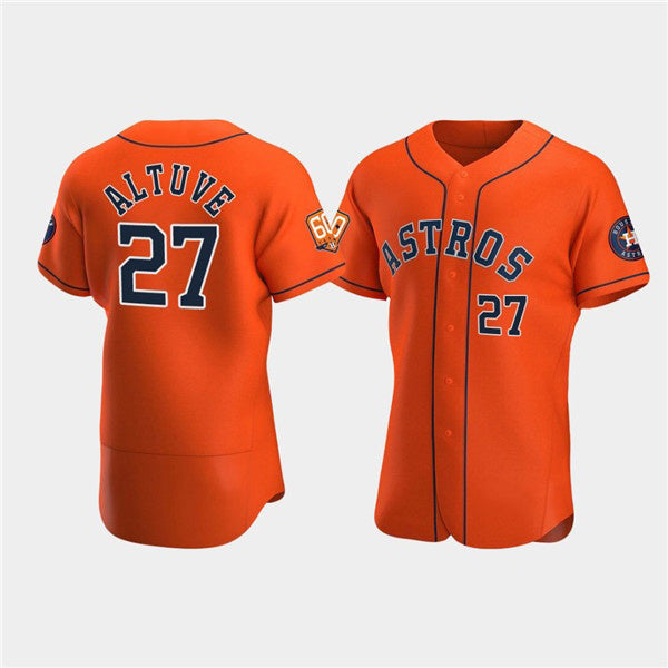 marshops Houston Astros #27 Jose Altuve Orange  60th Anniversary Flex Base Stitched Jersey