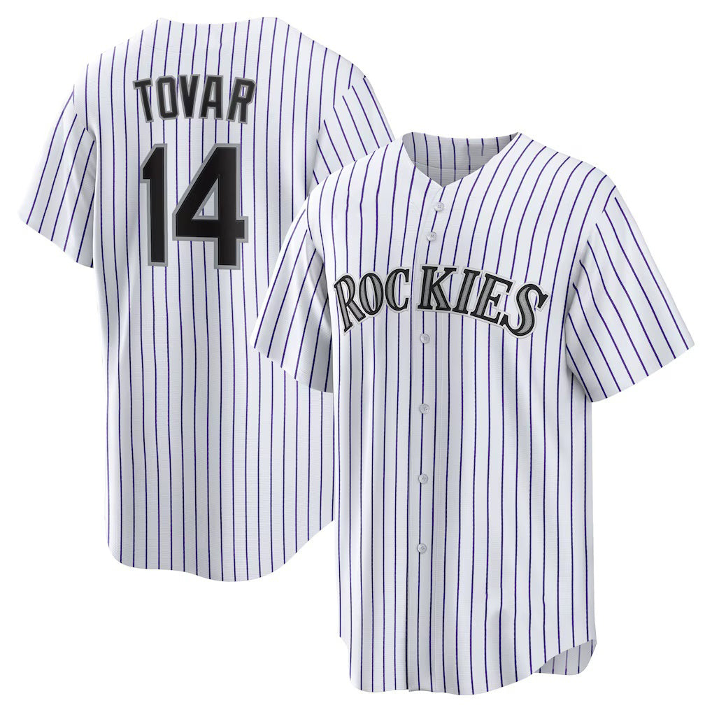 marshops Colorado Rockies #14 Ezequiel Tovar White  Home Replica Jersey