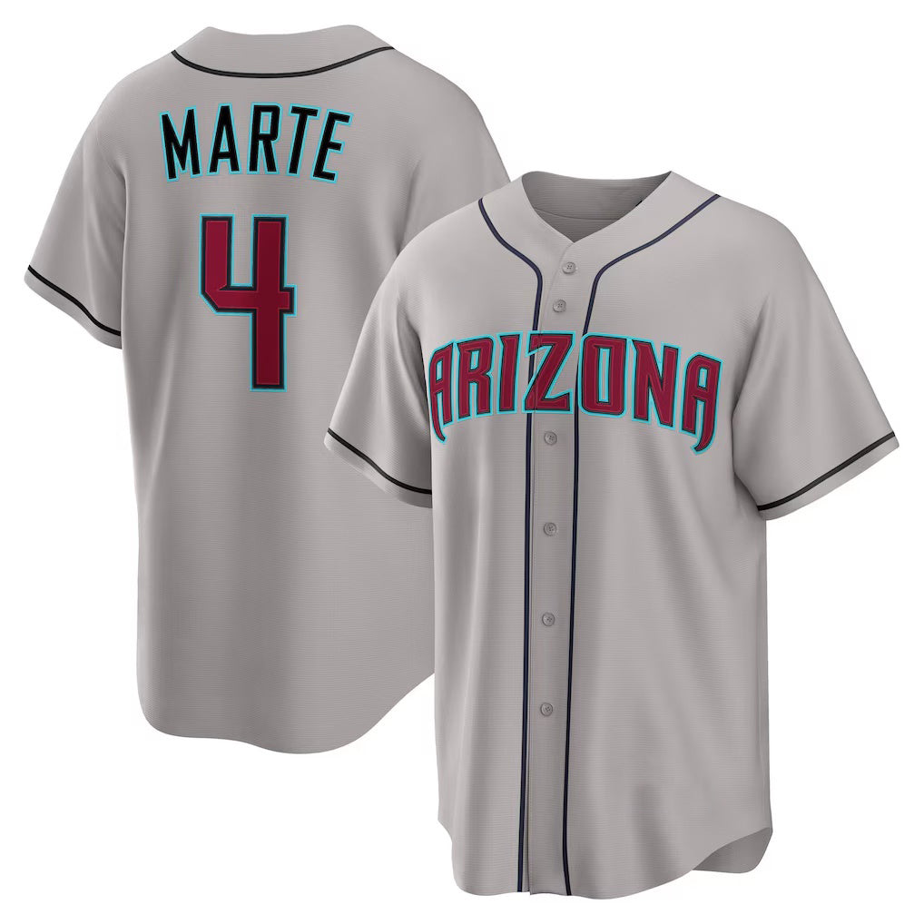 marshops Arizona Diamondbacks #4 Ketel Marte Gray  Road Replica Jersey