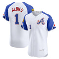 marshops Atlanta Braves #1 Ozzie Albies White  City Connect Elite Jersey