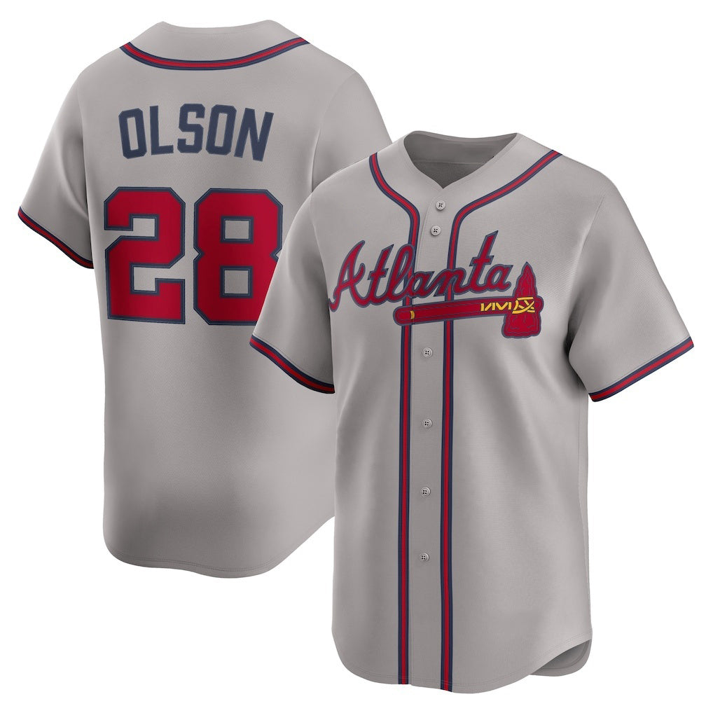 marshops Atlanta Braves #28 Matt Olson Gray  Road Limited Player Jersey