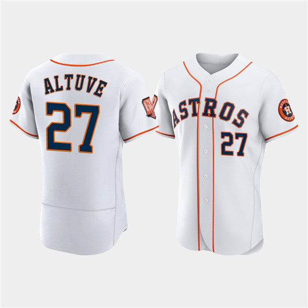 marshops Houston Astros #27 Jose Altuve White  60th Anniversary Flex Base Stitched Jersey
