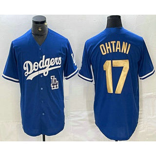 marshops Los Angeles Dodgers #17 Shohei Ohtani Blue Gold  Stitched Cool Base Jerseys