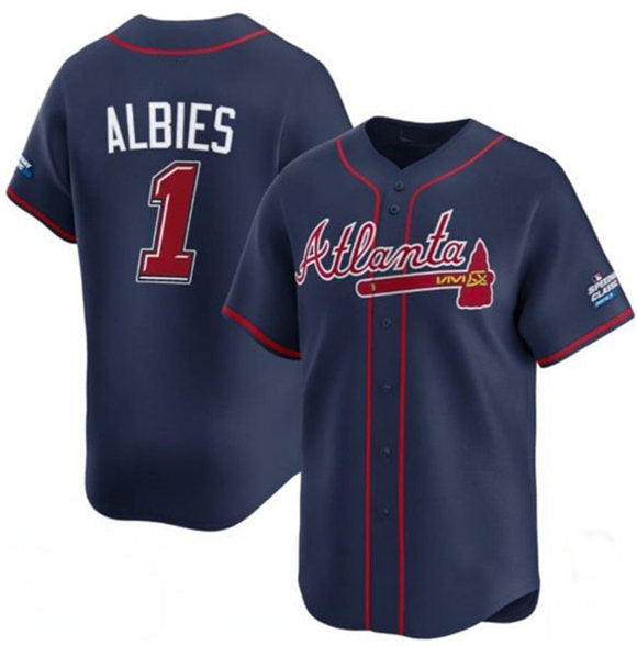 marshops Atlanta Braves #1 Ozzie Albies Navy  2025 Speedway Classic Alternate Limited Stitched Jersey