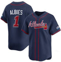 marshops Atlanta Braves #1 Ozzie Albies Navy  2025 Speedway Classic Alternate Limited Stitched Jersey