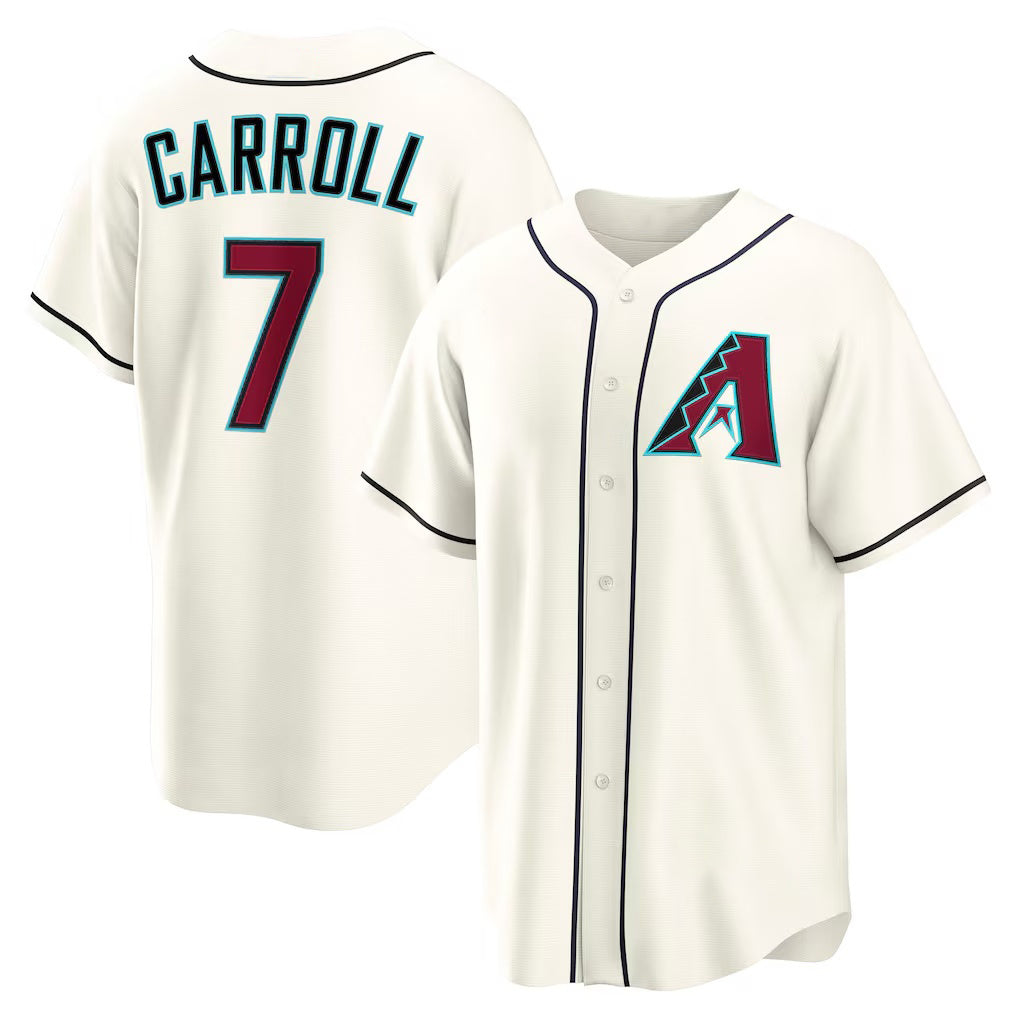 marshops Arizona Diamondbacks #7 Corbin Carroll Cream  Home Replica Jersey