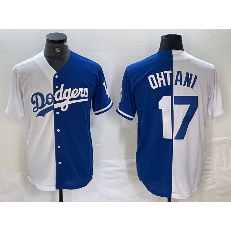 marshops Los Angeles Dodgers #17 Shohei Ohtani White Blue  Two Tone Stitched Jerseys