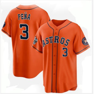 marshops Houston Astros #3 Jeremy Pe?a Orange  2022 World Series Home Stitched Jersey