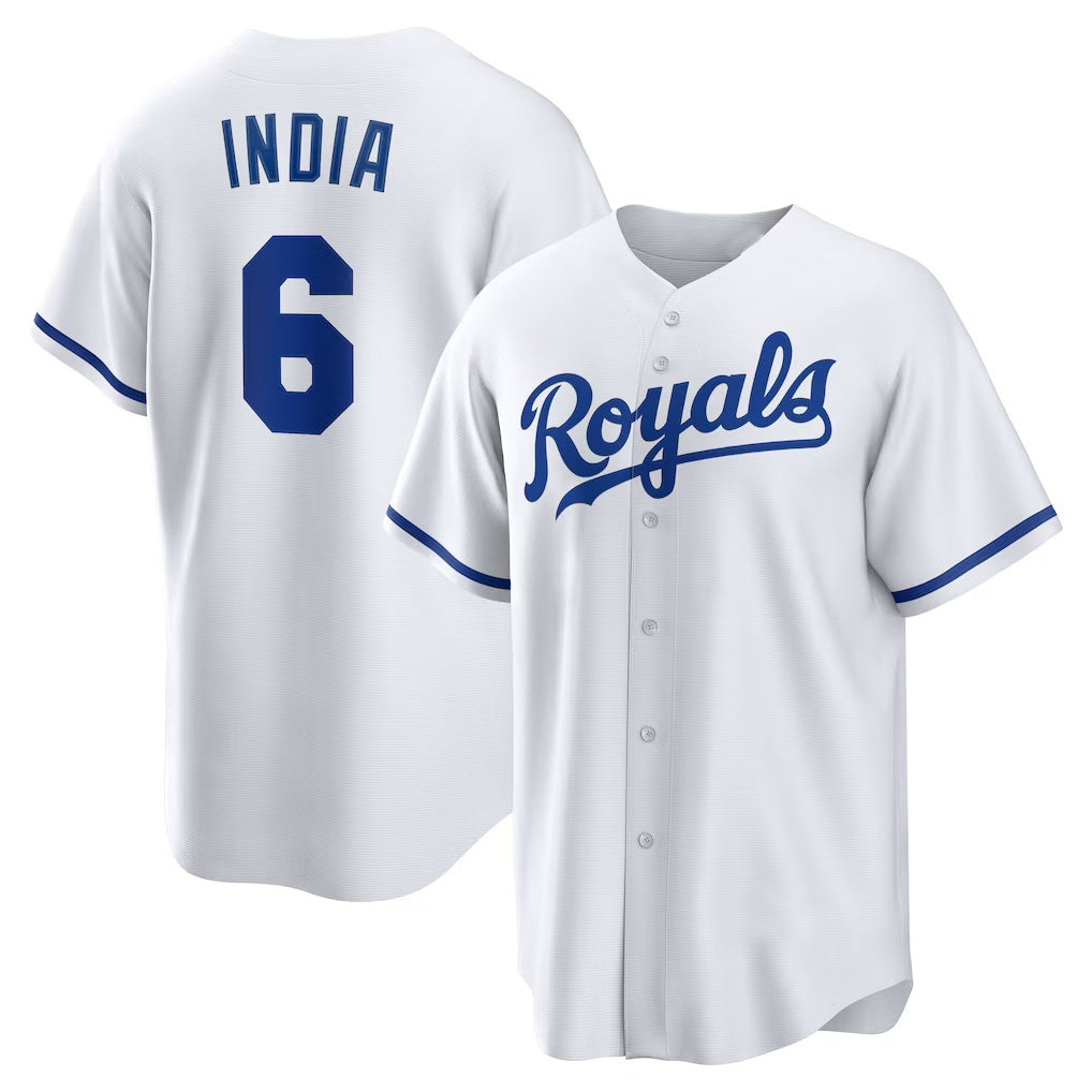 marshops Kansas City Royals #6 Jonathan India White  Home Replica Player Jersey