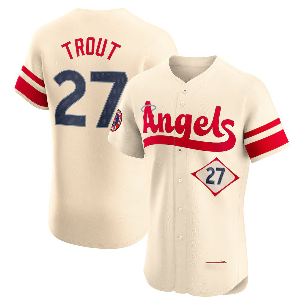 marshops Los Angeles Angels #27 Mike Trout Cream  City Connect Elite Player Jersey