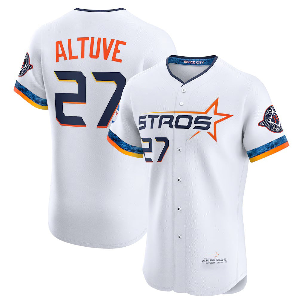marshops Houston Astros #27 Jose Altuve White  2025 City Connect Elite Player Jersey