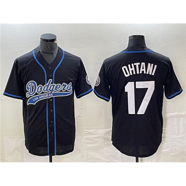 marshops Los Angeles Dodgers #17 Shohei Ohtani Black  Cool Base With Patch Stitched Jersey 2