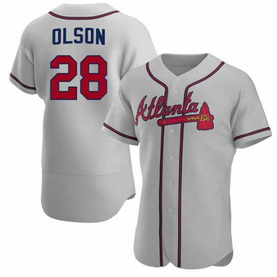 marshops Atlanta Braves #28 Matt Olson Gray  Flex Base Stitched Jersey