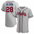 marshops Atlanta Braves #28 Matt Olson Gray  Flex Base Stitched Jersey