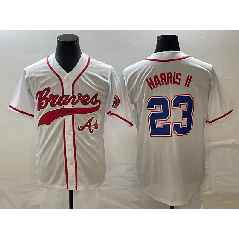 marshops Atlanta Braves #23 Michael Harris II White  Cool Base With Patch Stitched Jersey