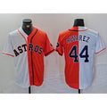 marshops Houston Astros #44 Yordan Alvarez White Orange  Split Stitched Jersey