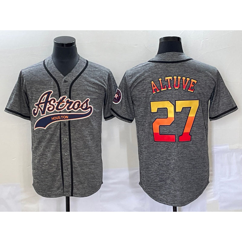 marshops Houston Astros #27 Jose Altuve Grey  Gridiron Cool Base Stitched Jersey