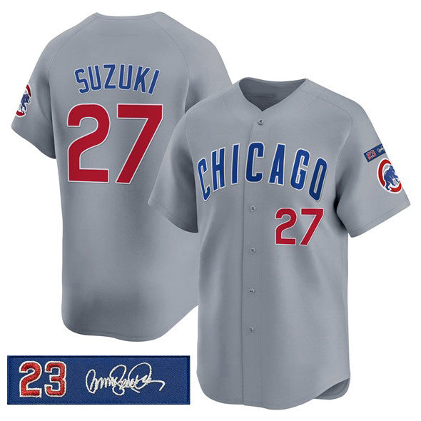 marshops Chicago Cubs #27 Seiya Suzuki Gray  'Ryne Sandberg Tribute' Vapor Limited V3 Stitched Jersey