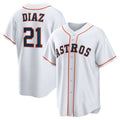 marshops Houston Astros #21 Yainer Diaz White  Home Replica Jersey
