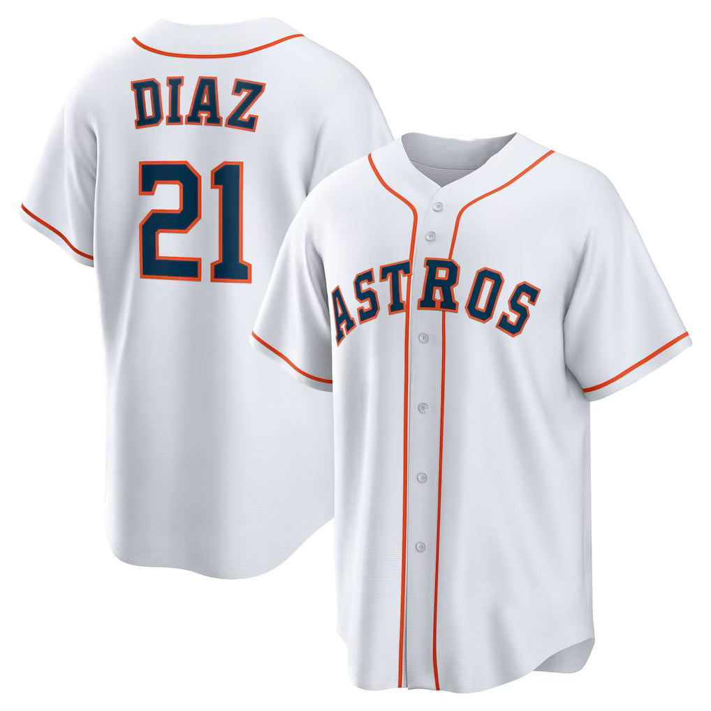 marshops Houston Astros #21 Yainer Diaz White  Home Replica Jersey