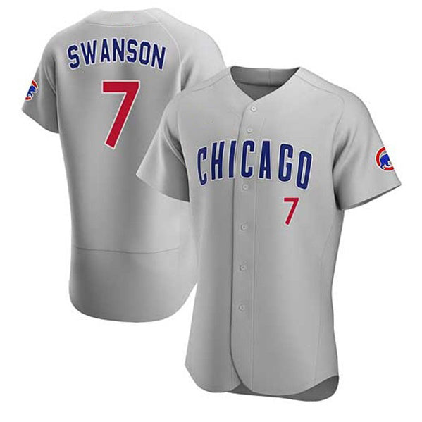marshops Chicago Cubs #7 Dansby Swanson Gray  Flex Base Stitched Jersey