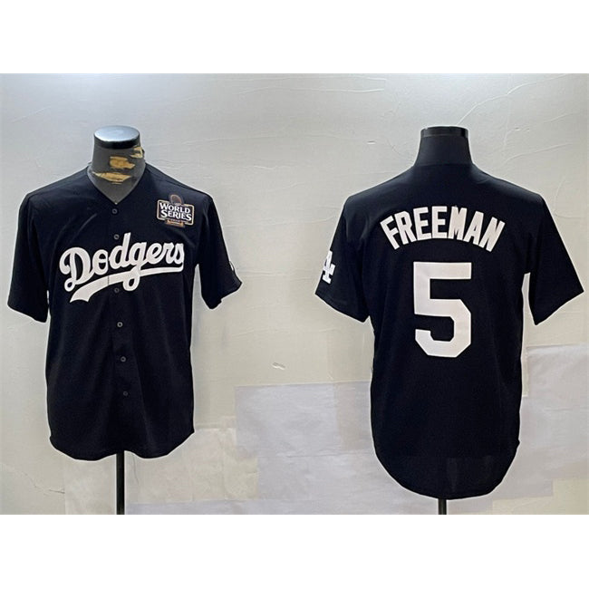 marshops Los Angeles Dodgers #5 Freddie Freeman Black  2024 World Series Cool Base Stitched Jersey 2