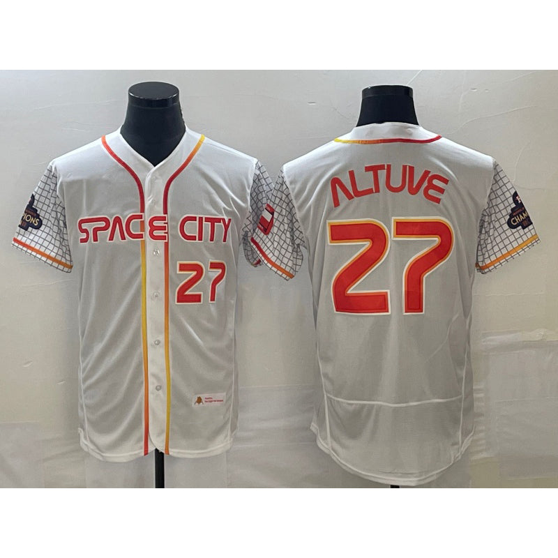 marshops Houston Astros #27 Jose Altuve Number White  2023 City Connect Flex Base Stitched Jersey 2