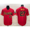 marshops Atlanta Braves #27 Austin Riley Red Gold  World Series Champions Program Cool Base Stitched Jersey