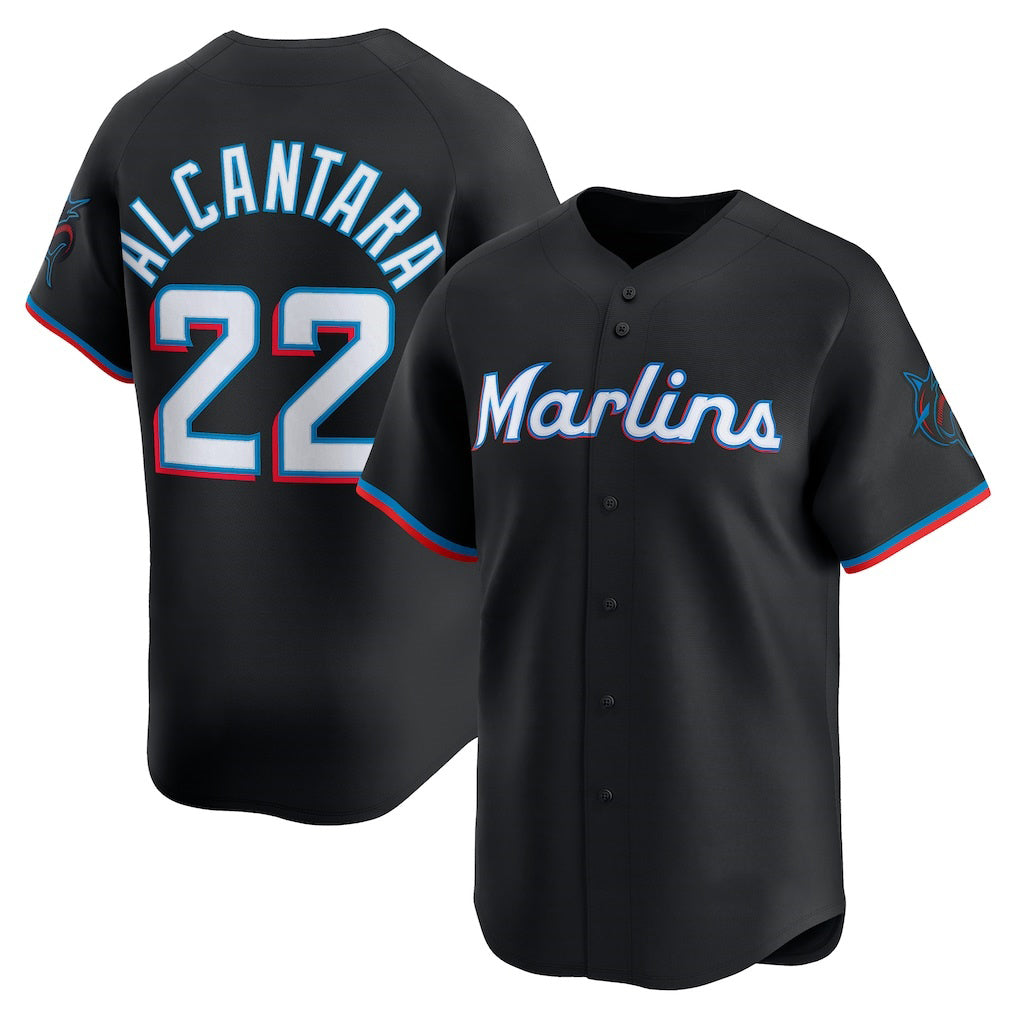 marshops  Miami Marlins #22 Sandy Alcantara Black  Alternate Limited Player Jersey