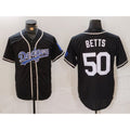 marshops Los Angeles Dodgers #50 Mookie Betts Black White  Cool Base Stitched Jersey