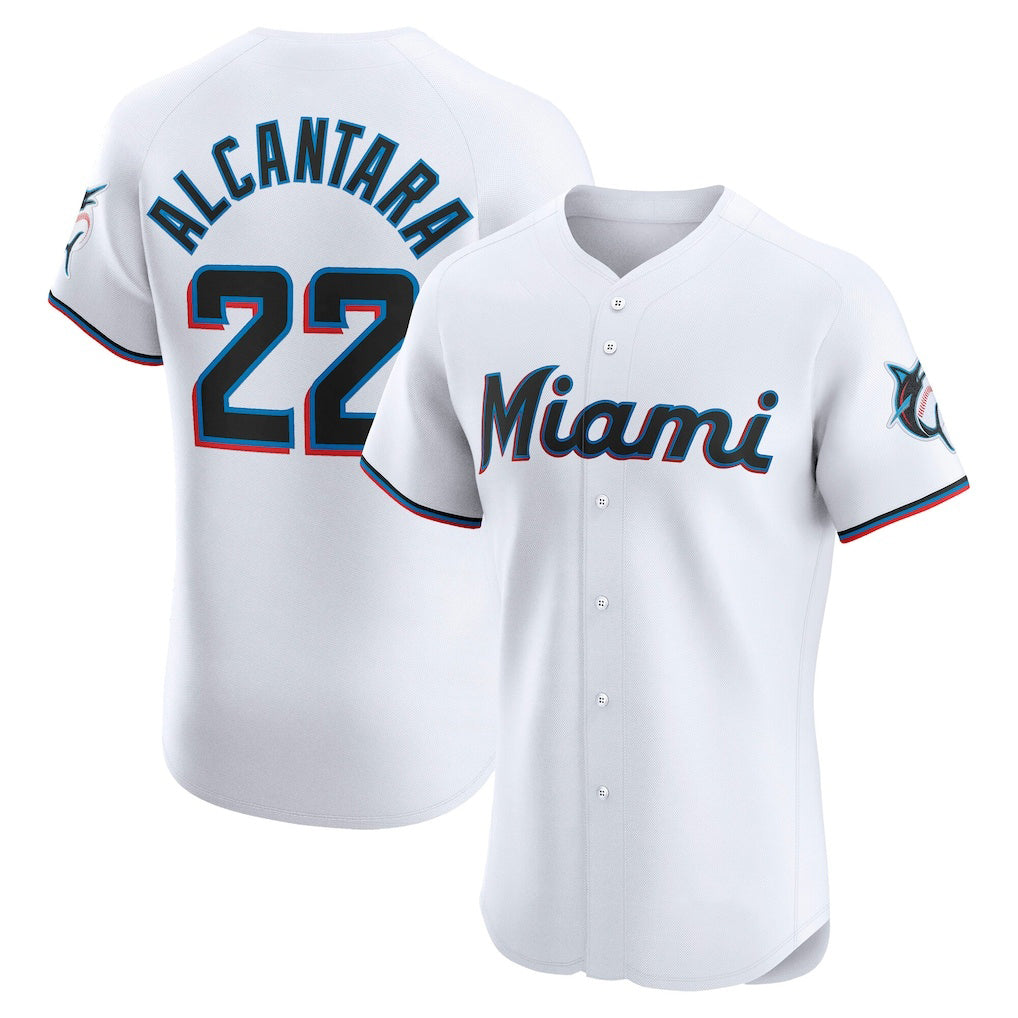 marshops  Miami Marlins #22 Sandy Alcantara White  Home Elite Jersey