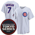 marshops Chicago Cubs #7 Dansby Swanson White  2025 World Tour Tokyo Series Home Stitched Jersey