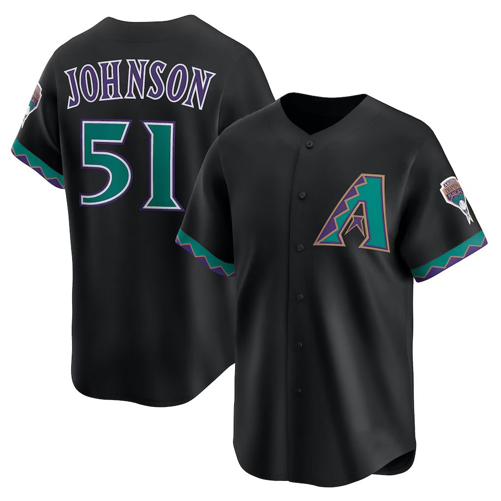 marshops Arizona Diamondbacks #51 Randy Johnson Black  Throwback Cooperstown Collection Limited Jersey
