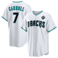 marshops Arizona Diamondbacks #7 Corbin Carroll White  2023 World Series Cool Base Stitched Jerseys