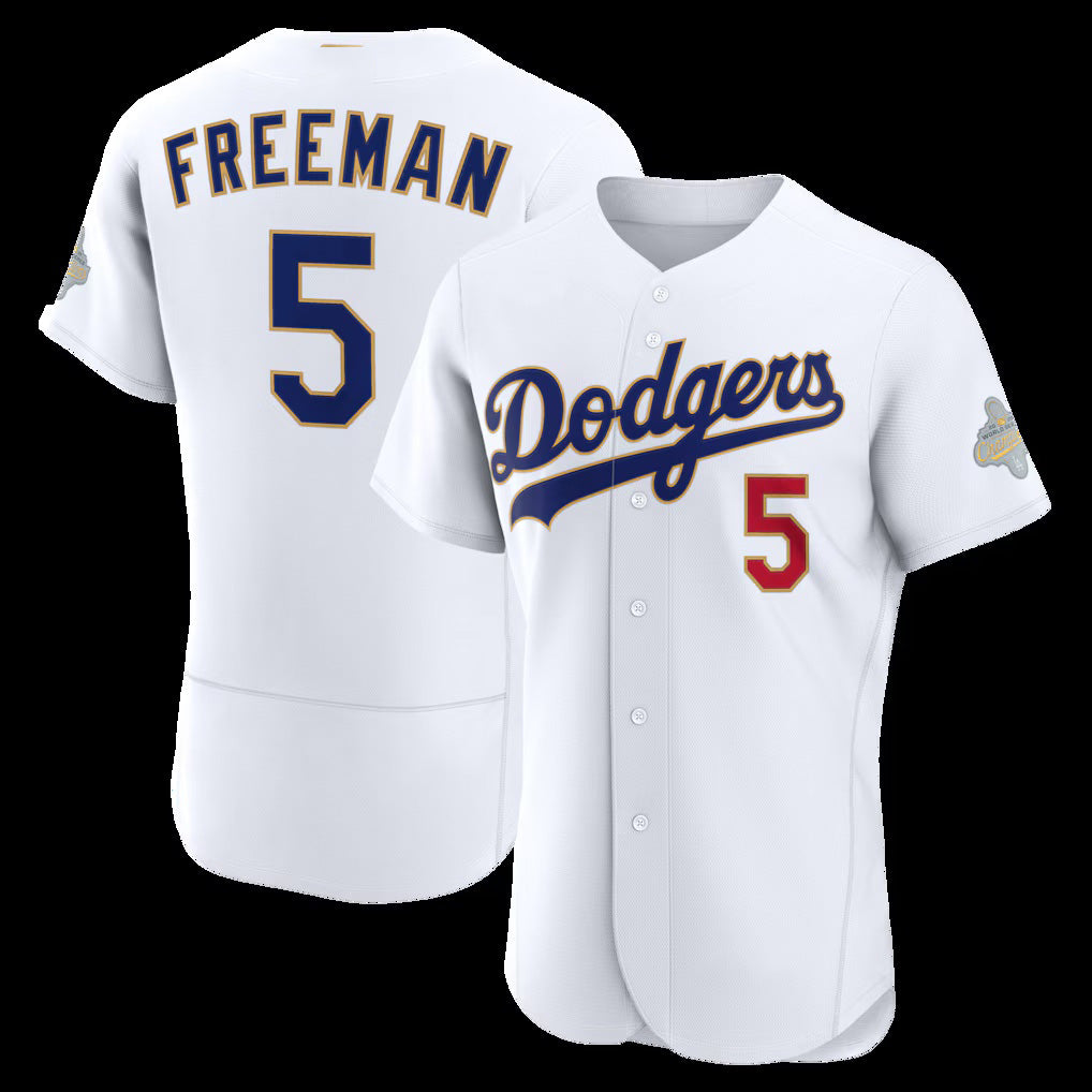 marshops Los Angeles Dodgers #5 Freddie Freeman White  2026 Gold Collection Authentic Jersey