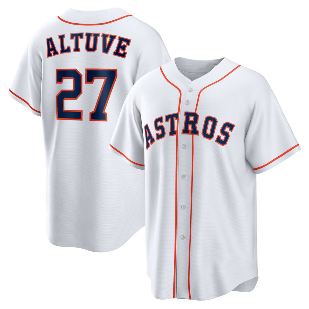 marshops Houston Astros #27 Jose Altuve White  Home Replica Player Name Jersey
