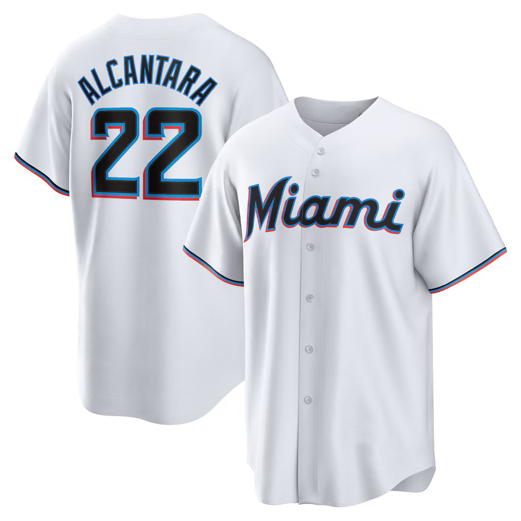 marshops  Miami Marlins #22 Sandy Alcantara White  Replica Player Jersey