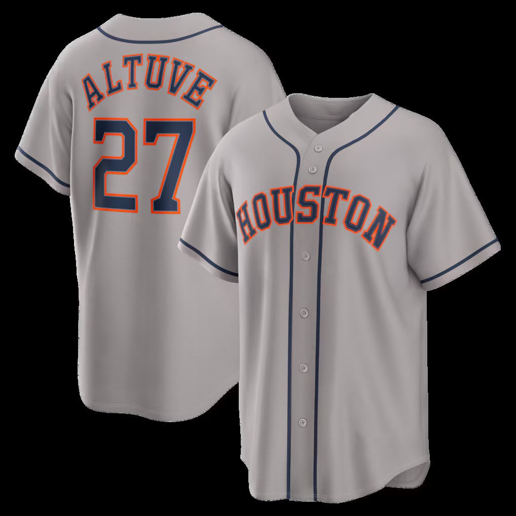 marshops Houston Astros #27 Jose Altuve Gray  Road Replica Jersey