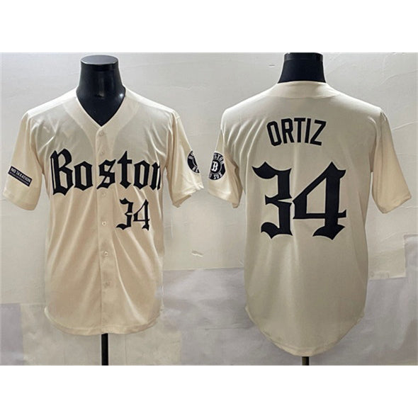 marshops Boston Red Sox #34 David Ortiz Cream  Gothic Vapor Limited Stitched Jersey