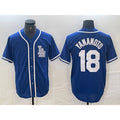 marshops Los Angeles Dodgers #18 Yoshinobu Yamamoto Blue  Cool Base Stitched Jersey
