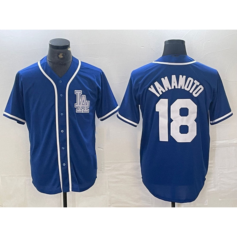 marshops Los Angeles Dodgers #18 Yoshinobu Yamamoto Blue  Cool Base Stitched Jersey