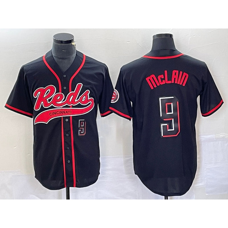 marshops  Cincinnati Reds #9 Matt McLain Number Black  2023 City Connect Cool Base Stitched Jerseys