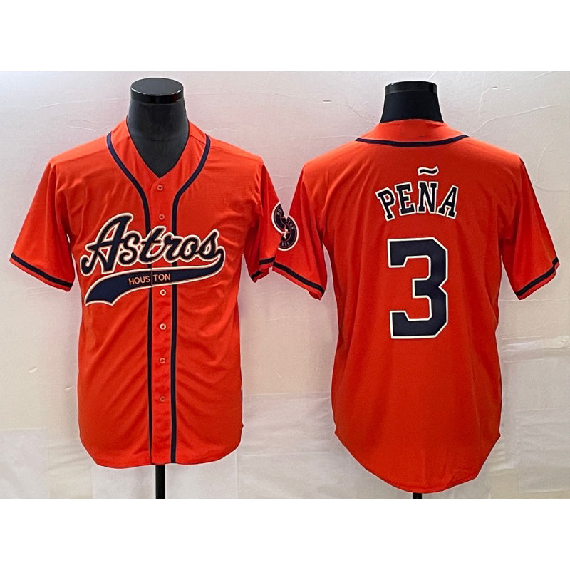 marshops Houston Astros #3 Jeremy Pena Orange With  Patch Cool Base Stitched Jersey