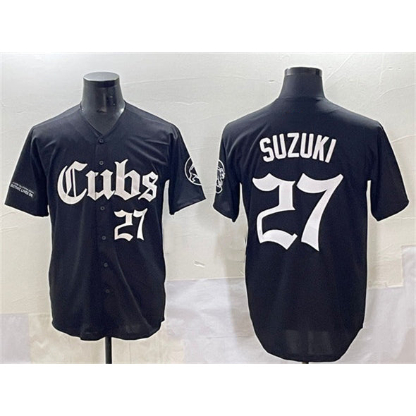 marshops Chicago Cubs #27 Seiya Suzuki Black  'Gothic North Side Edition' Vapor Premier Limited Stitched Jersey