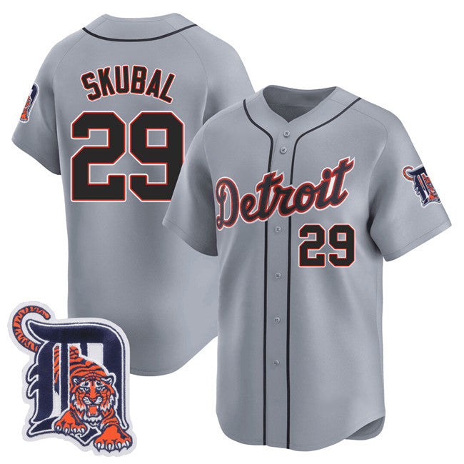 marshops Detroit Tigers #29 Tarik Skubal Gray  Logo Patch Vapor Premier Limited Stitched Jersey