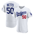 marshops Los Angeles Dodgers #50 Mookie Betts White  Home Authentic Sponsor Patch Jersey