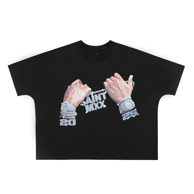 Marshops Foreign Trade Wholesale Billi0N Hip-Hop High Street Fashion Brand Cartoon Pattern Graffiti Drop Shoulder Sleeve Couple Short-Sleeve T-Shirt