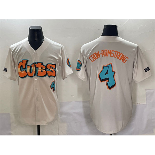 marshops Chicago Cubs #4 Pete Crow-Armstrong Cream  'Graffiti North Side Edition' Vapor Premier Limited Stitched Jersey